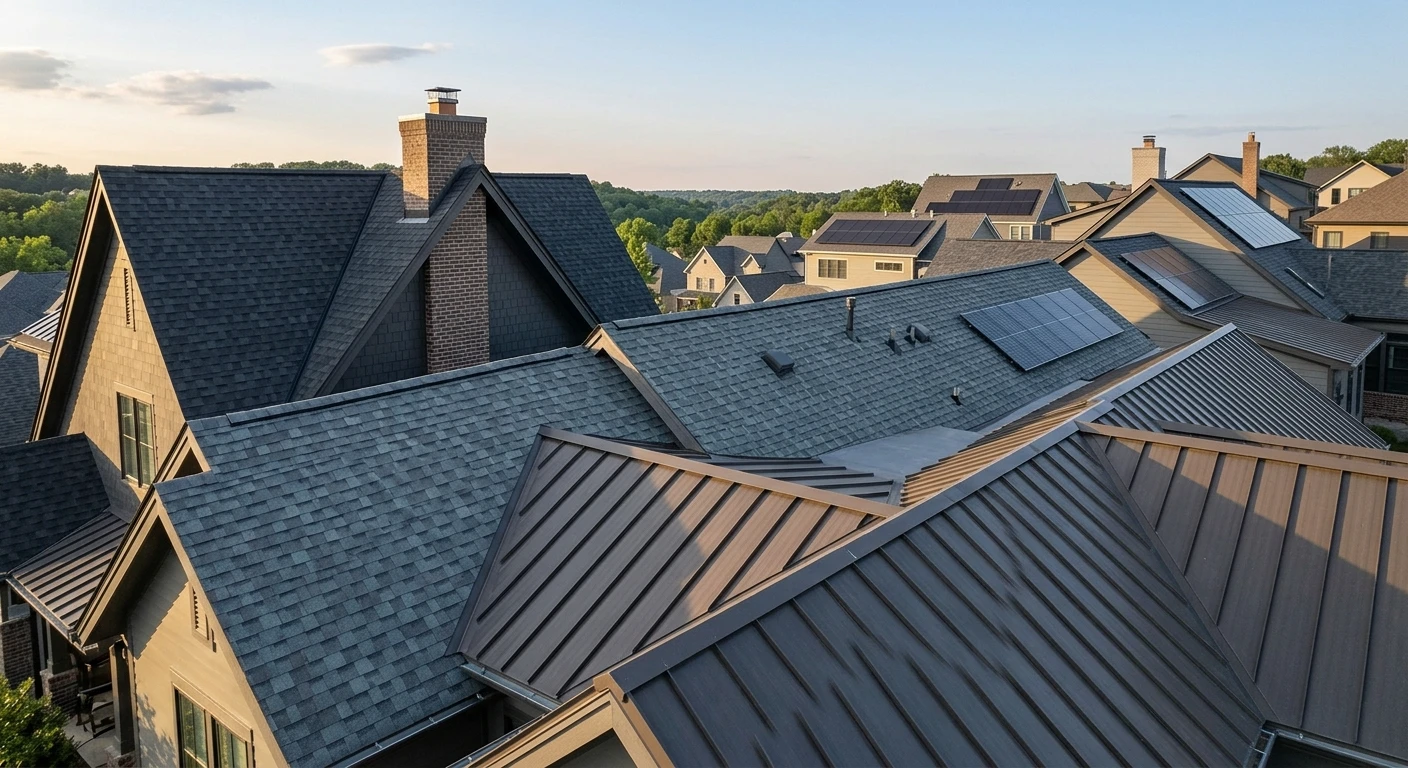 Residential home exterior with pitched roof